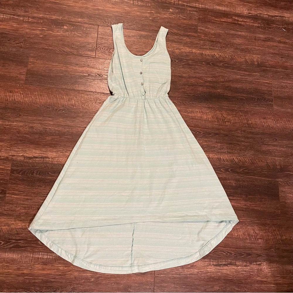 Mint Green/Turquoise and White Striped High-Low Sleeveless Sundress / Sz Small